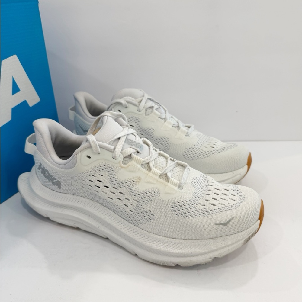 Hoka One One Women's White Athletic Running Shoes with Gum Toe